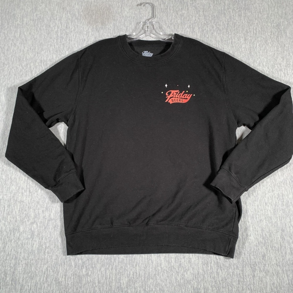 Friday‎ Beers Sweatshirt Mens Large Black Holiday Stocking Christmas Graphic